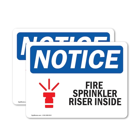 Signmission Fire Sprinkler Riser Inside Sign, Vinyl Decal, 24in W x 18in L, 2PK OS-2PACK-NS-D-1824-L-12679